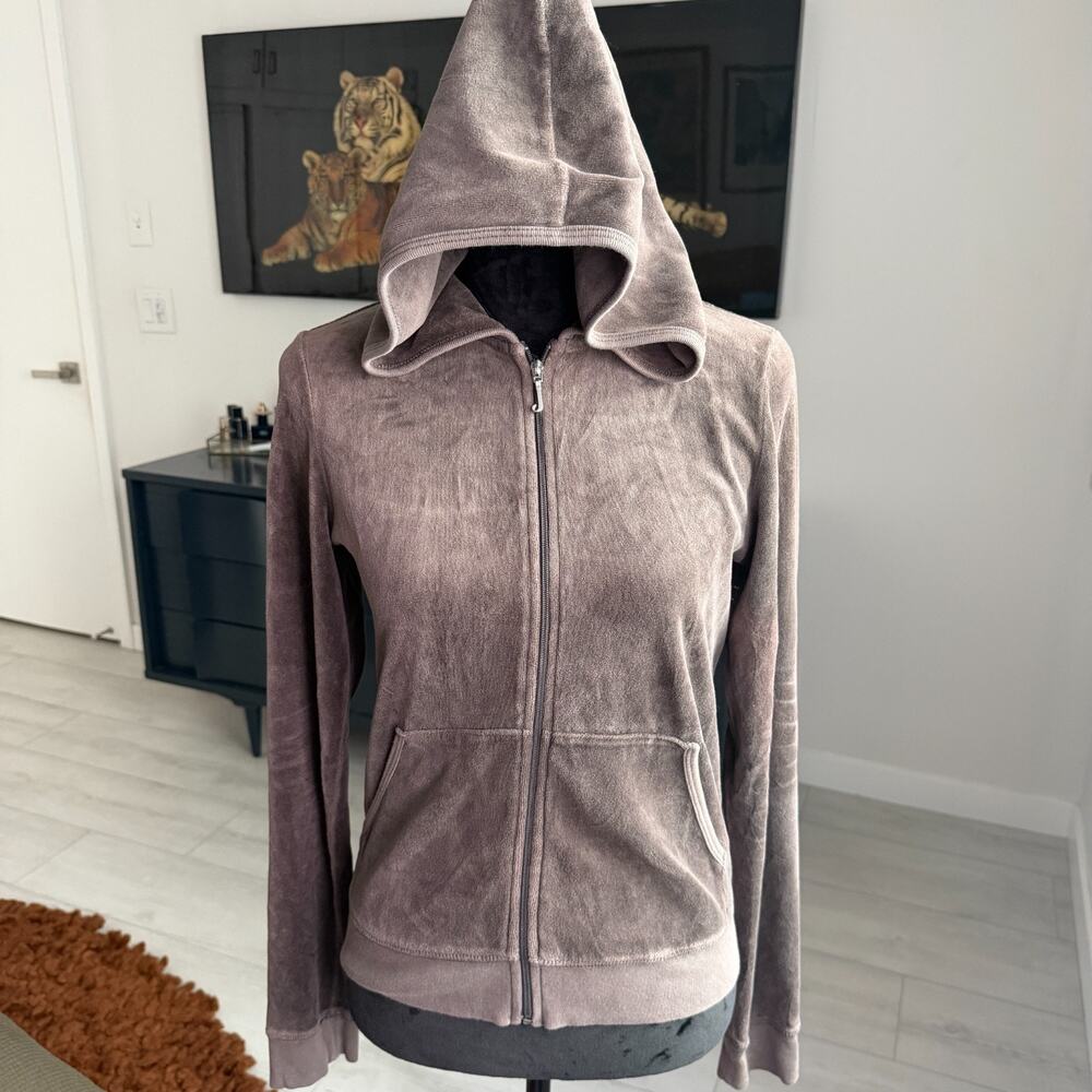 JUICY COUTURE Y2K Brown Velour Track Jacket Women’s Size Large USA